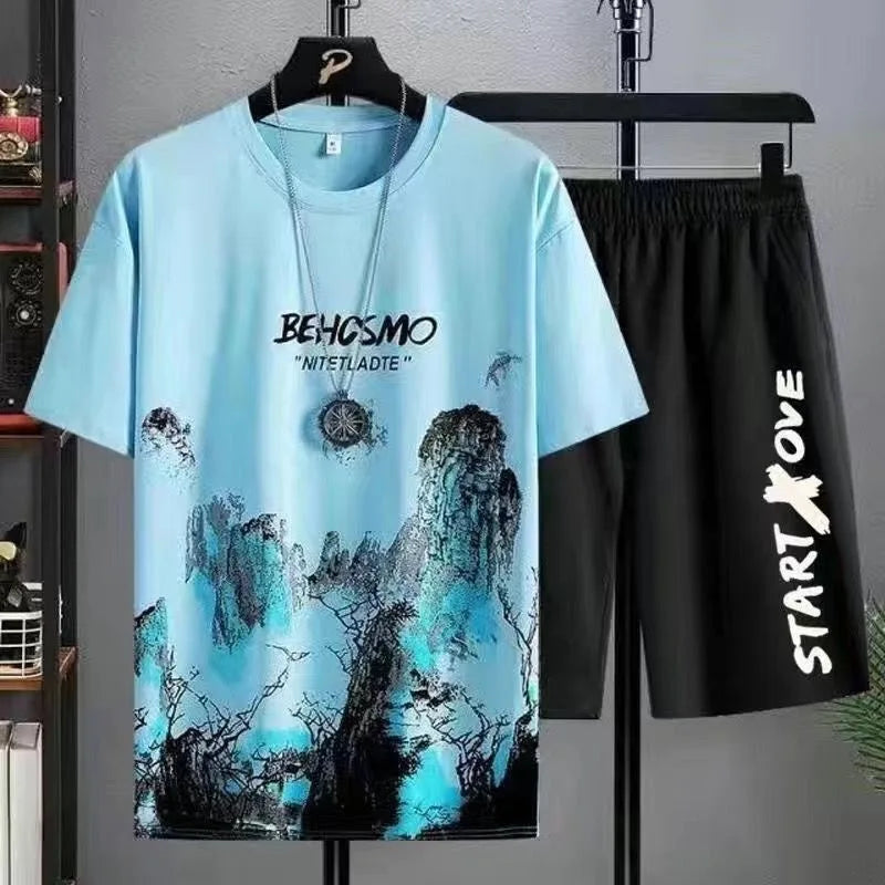 Men's Graffiti set - Printed Tee & shorts 2-piece